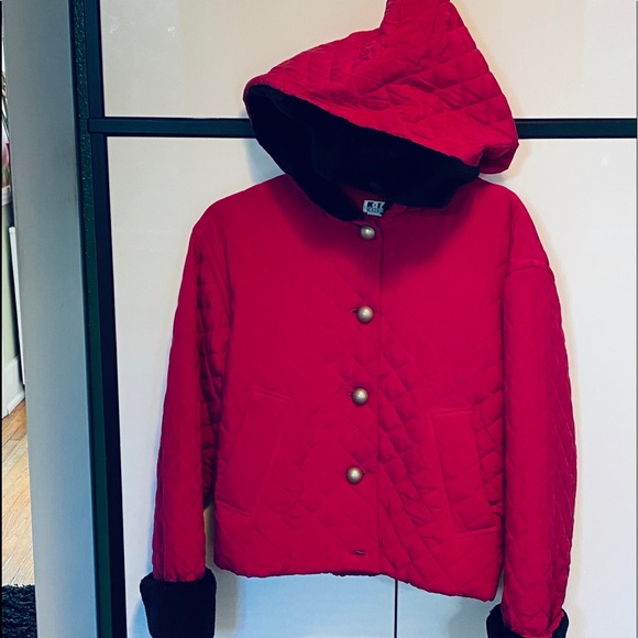 Vintage KiKit Pink& Red Silk Quilted Hooded Jacket - Picture 10 of 13